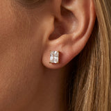 Gold Rectangular Crystal Stud Earrings