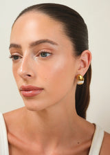 Gold Marbled Drop Earrings with Ivory Stone