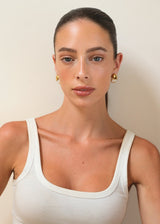 Gold Marbled Drop Earrings with Ivory Stone