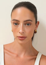 Gold Brown Marble Teardrop Earrings