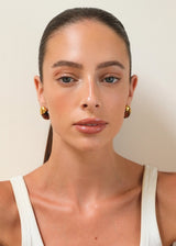 Gold Brown Marble Teardrop Earrings