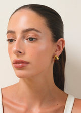Gold Brown Marble Teardrop Earrings