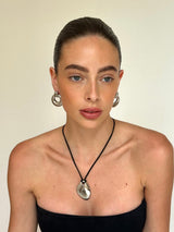 Gold Teardrop Pendant Necklace with Black Cord