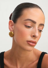 Gold Seashell Textured Stud Earrings
