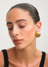 Gold Seashell Textured Stud Earrings
