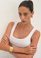 Gold Wide Hammered Open Cuff Bracelet