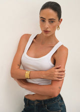 Gold Hammered Wide Cuff Bangle Bracelet