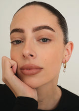Gold Oval Hoop Earrings with Pearl Drop