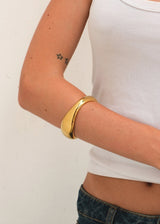 Gold Sculptural Open Cuff Bangle Bracelet