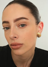 Gold Ribbed Dome Stud Earrings