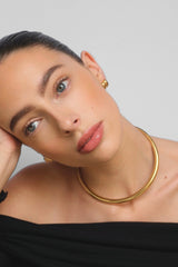 Gold Double Dome Huggie Hoop Earrings