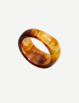 Brown Amber Marbled Resin Chunky Bangle Bracelet