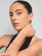 Gold Bamboo Textured Bangle Bracelet