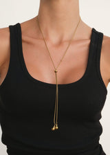 Gold Adjustable Lariat Y Necklace with Teardrop Charms
