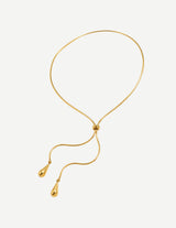 Gold Adjustable Lariat Y Necklace with Teardrop Charms