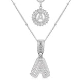 Silver-Tone Initial A Pendant Necklace Set