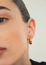 Gold Crescent Teardrop Hoop Earrings