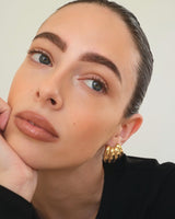 Gold Ribbed Chunky Huggie Hoop Earrings