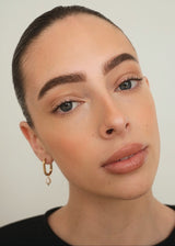 Gold Oval Hoop Earrings with Pearl Drop
