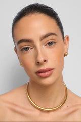 Gold Double Dome Huggie Hoop Earrings