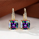 Gold-Tone Rainbow Crystal Drop Earrings