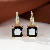 Gold-Tone Blue Crystal Drop Earrings