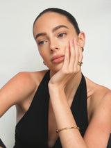 Gold Bamboo Textured Bangle Bracelet