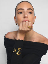 Gold Sculptural Wave Open Cuff Bracelet