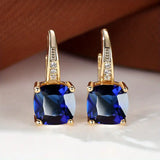 Gold-Tone Blue Crystal Drop Earrings