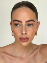 Gold Geometric U-Shaped Hoop Earrings