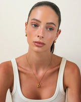 Gold Bubble Letter Initial Pendant Necklace