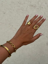 Gold Oval Link Chain Bracelet with Adjustable Clasp