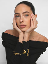 Gold Sculptural Wave Open Cuff Bracelet