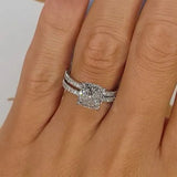 Silver-Tone Cushion Crystal Ring Set