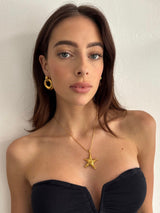 Gold Textured Starfish Pendant Necklace