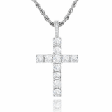 Silver-Tone Crystal Cross Pendant Necklace
