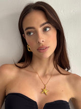 Gold Textured Starfish Pendant Necklace