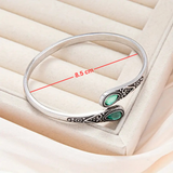 Silver-Tone Green Stone Open Cuff Bracelet