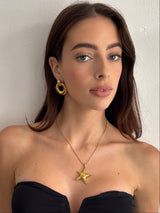 Gold Textured Starfish Pendant Necklace