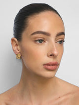 Gold Textured Square Stud Earrings
