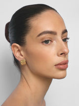 Gold Textured Square Stud Earrings