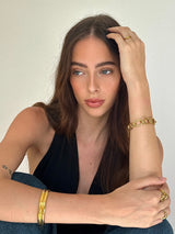 Gold Double Band Open Cuff Bangle Bracelet