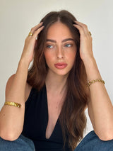 Gold Wavy Textured Open Cuff Bangle Bracelet