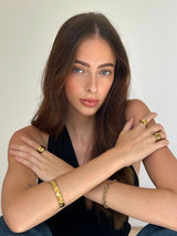Gold Wavy Textured Open Cuff Bangle Bracelet