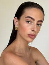 Gold and Silver Sculptural Wave Stud Earrings