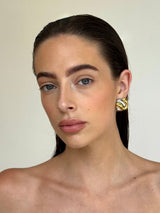 Gold and Silver Sculptural Wave Stud Earrings