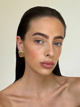 Gold and Silver Sculptural Wave Stud Earrings