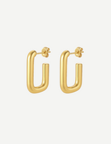 Gold Geometric U-Shaped Hoop Earrings