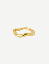 Gold Wavy Band Ring with 18K Gold Plating