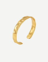 Gold Wavy Textured Open Cuff Bangle Bracelet